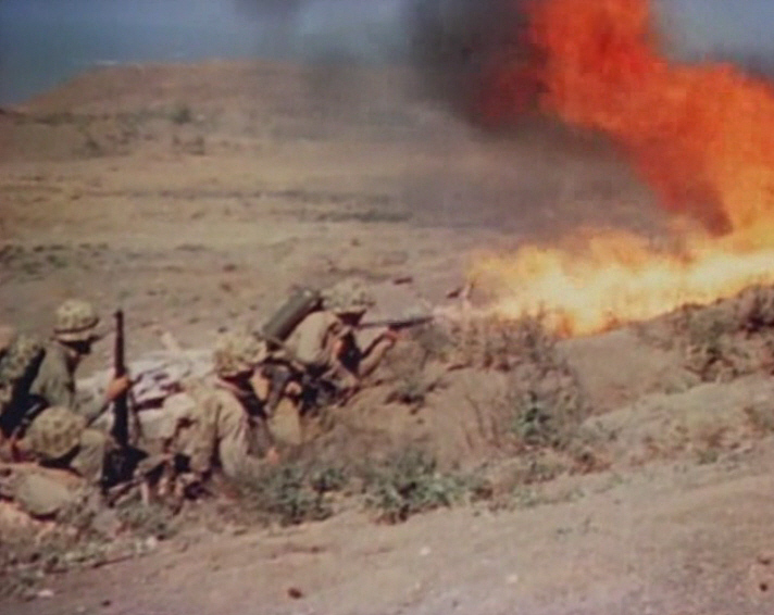 Marines with flamethrower from To the Shores of Iwo Jima